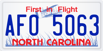 NC license plate AFO5063