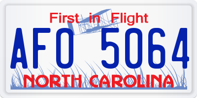 NC license plate AFO5064
