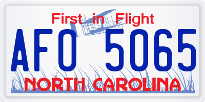 NC license plate AFO5065