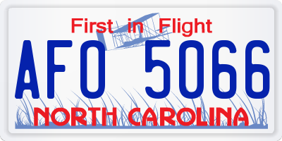 NC license plate AFO5066