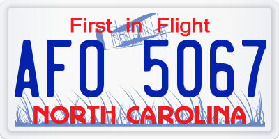 NC license plate AFO5067