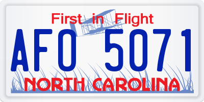 NC license plate AFO5071