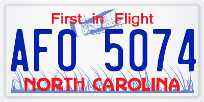 NC license plate AFO5074