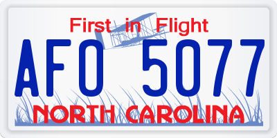 NC license plate AFO5077