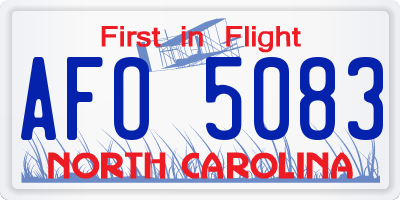 NC license plate AFO5083