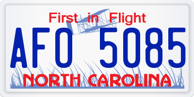 NC license plate AFO5085