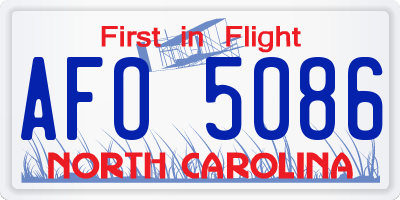 NC license plate AFO5086
