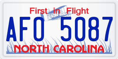 NC license plate AFO5087
