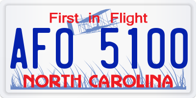 NC license plate AFO5100