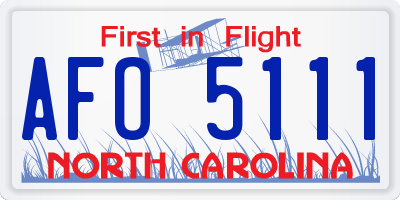 NC license plate AFO5111