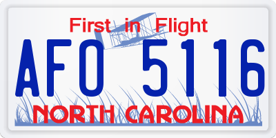 NC license plate AFO5116