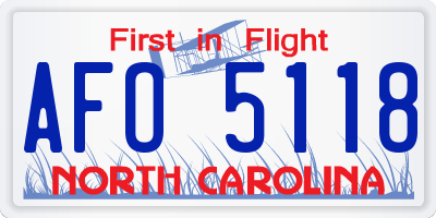 NC license plate AFO5118