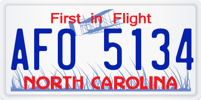 NC license plate AFO5134