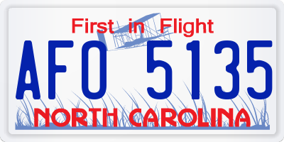 NC license plate AFO5135