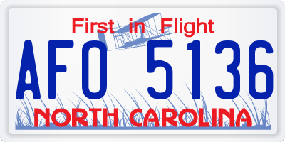 NC license plate AFO5136