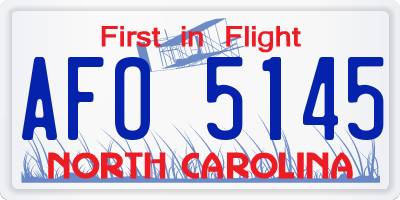NC license plate AFO5145