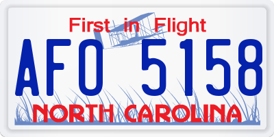 NC license plate AFO5158