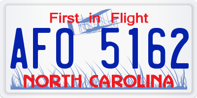 NC license plate AFO5162