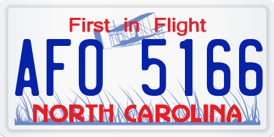 NC license plate AFO5166