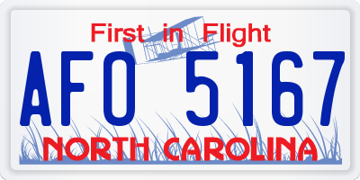 NC license plate AFO5167