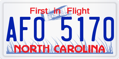 NC license plate AFO5170