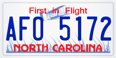 NC license plate AFO5172