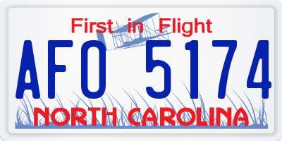 NC license plate AFO5174