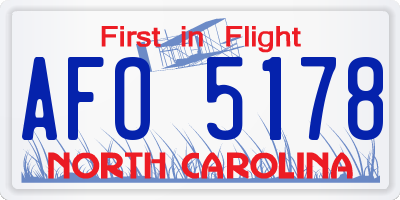 NC license plate AFO5178
