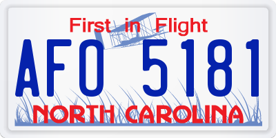 NC license plate AFO5181