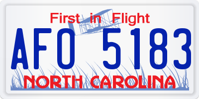 NC license plate AFO5183