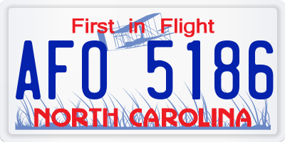 NC license plate AFO5186