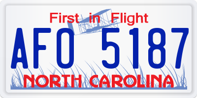 NC license plate AFO5187
