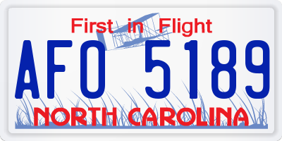 NC license plate AFO5189