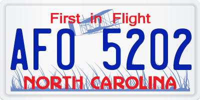 NC license plate AFO5202
