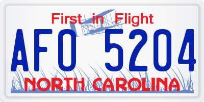 NC license plate AFO5204