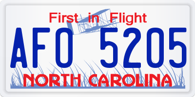 NC license plate AFO5205