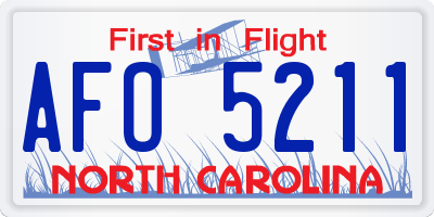 NC license plate AFO5211