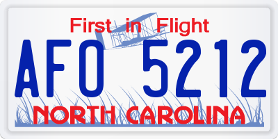 NC license plate AFO5212