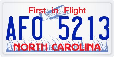 NC license plate AFO5213