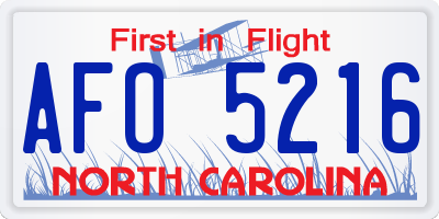 NC license plate AFO5216