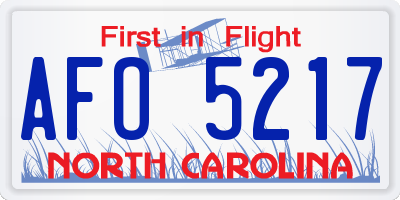 NC license plate AFO5217
