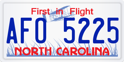 NC license plate AFO5225