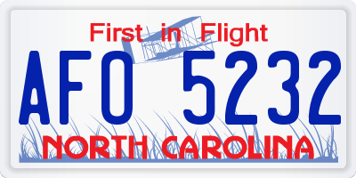 NC license plate AFO5232