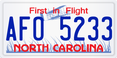 NC license plate AFO5233