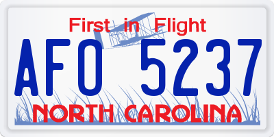 NC license plate AFO5237