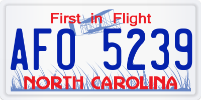 NC license plate AFO5239