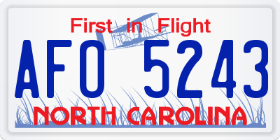NC license plate AFO5243