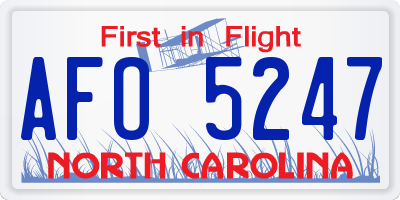NC license plate AFO5247