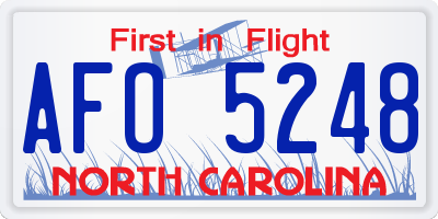 NC license plate AFO5248