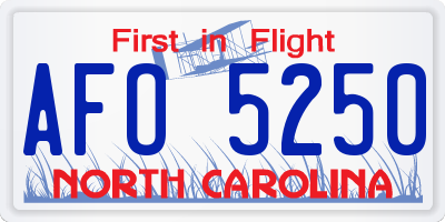 NC license plate AFO5250